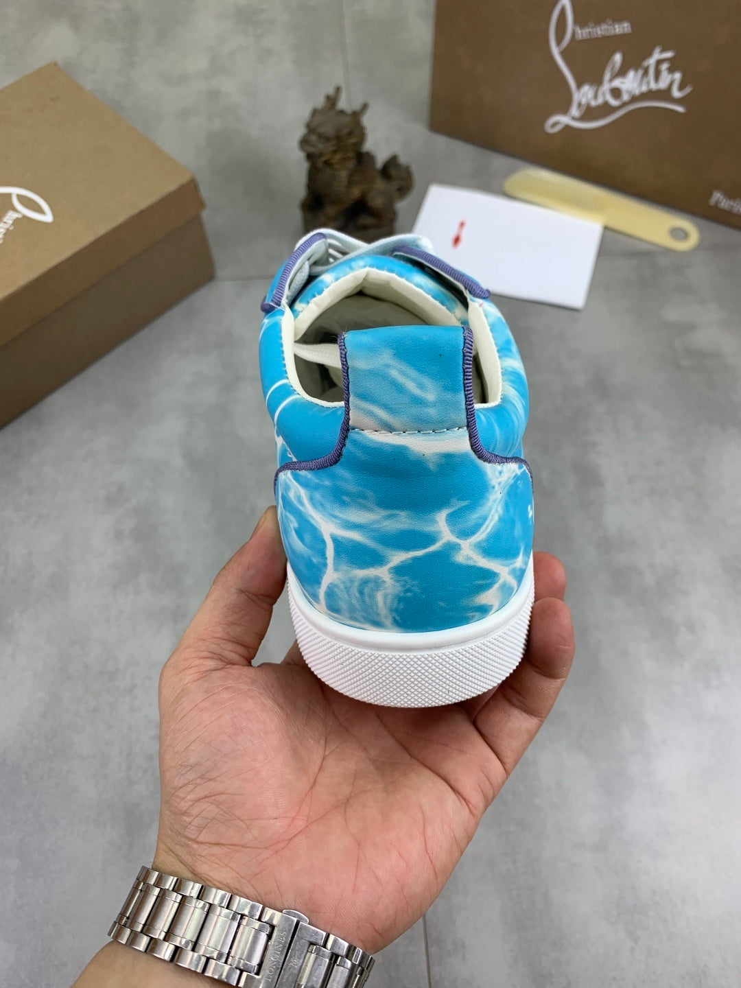 Christian Louboutin Louis Junior Blue Satin