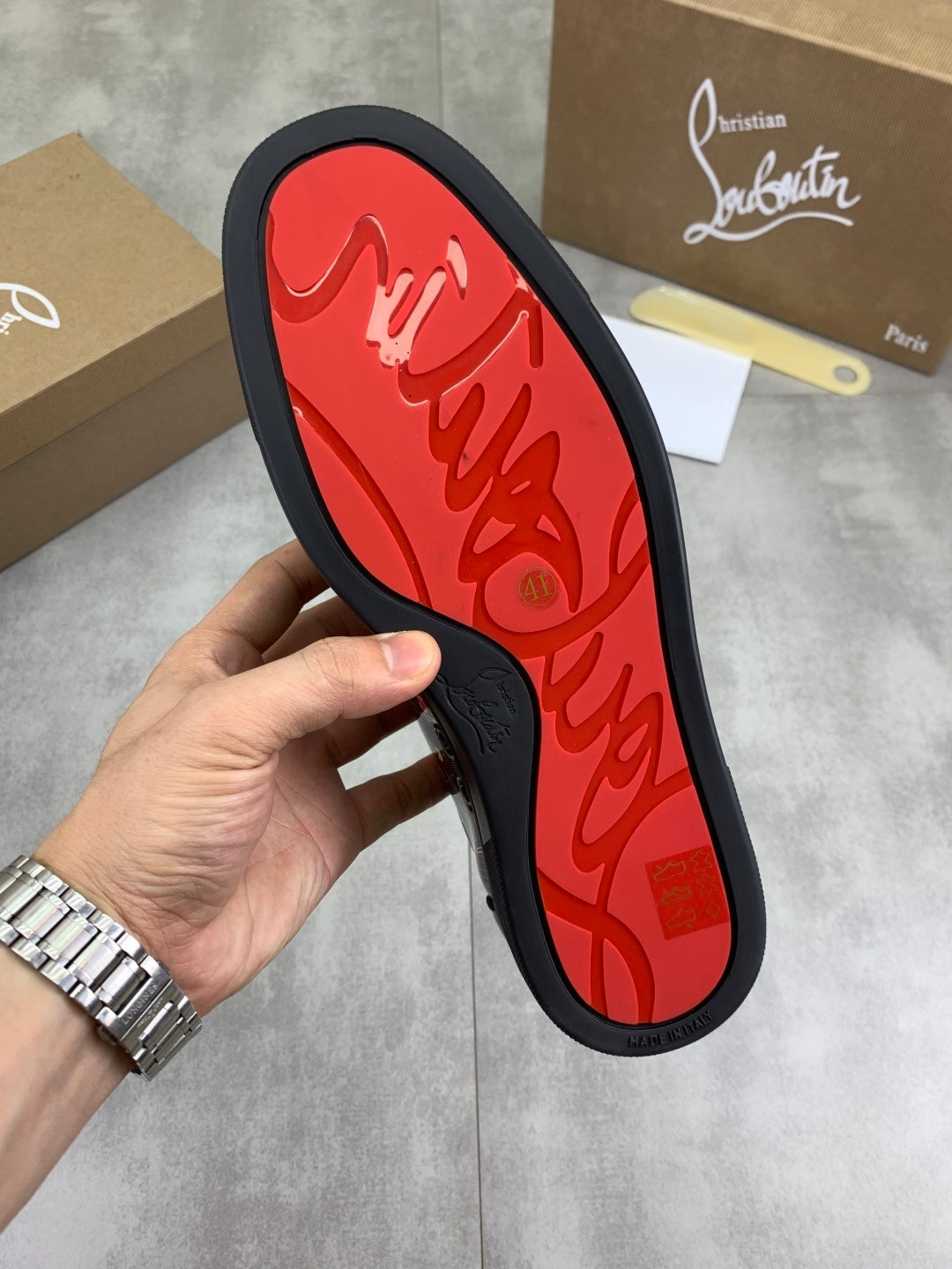 Christian Louboutin Louis Junior Spikes Orlato Flat 'Starlight'