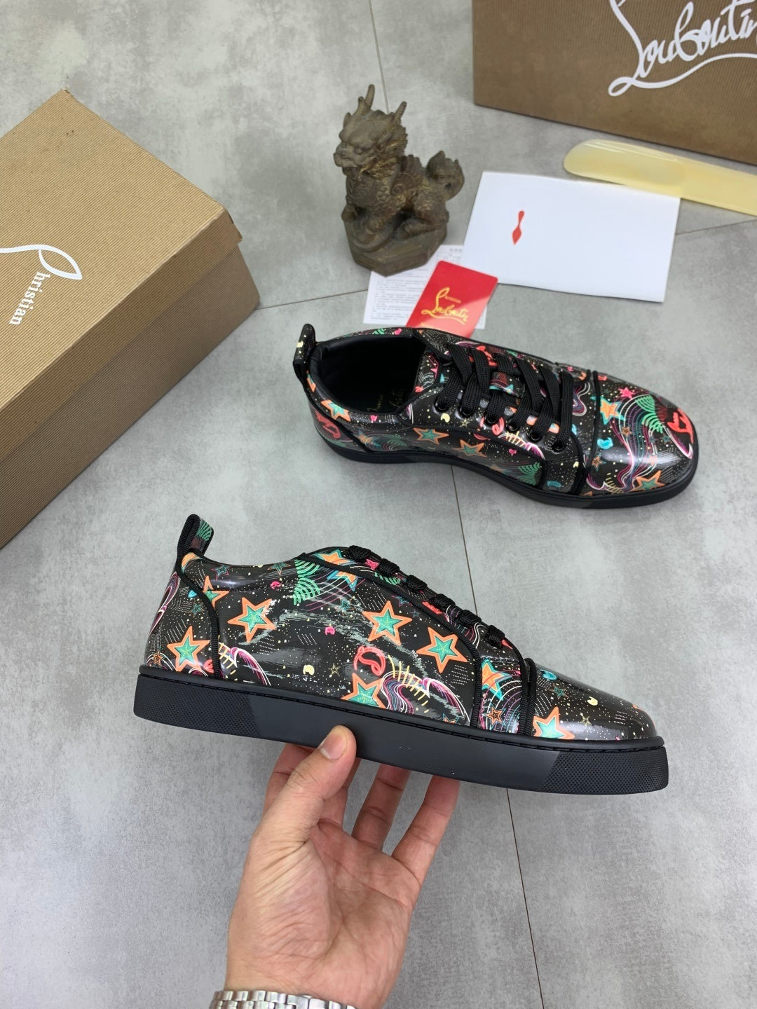 Christian Louboutin Louis Junior Spikes Orlato Flat 'Starlight'